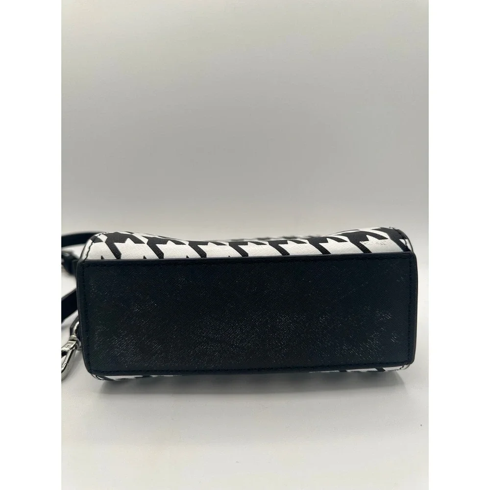 Michael‎ Kors Selma Black and White Leather Crossbody Bag Houndstooth
